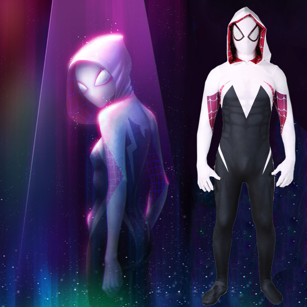 Gwen Male Cosplay Costume Into The Spider Verse Gwenom Spandex Fabric Halloween Superhero